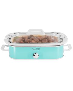 MegaChef 3.5 Quart Casserole Slow Cooker with 3 Temperature Settings in Turquoise